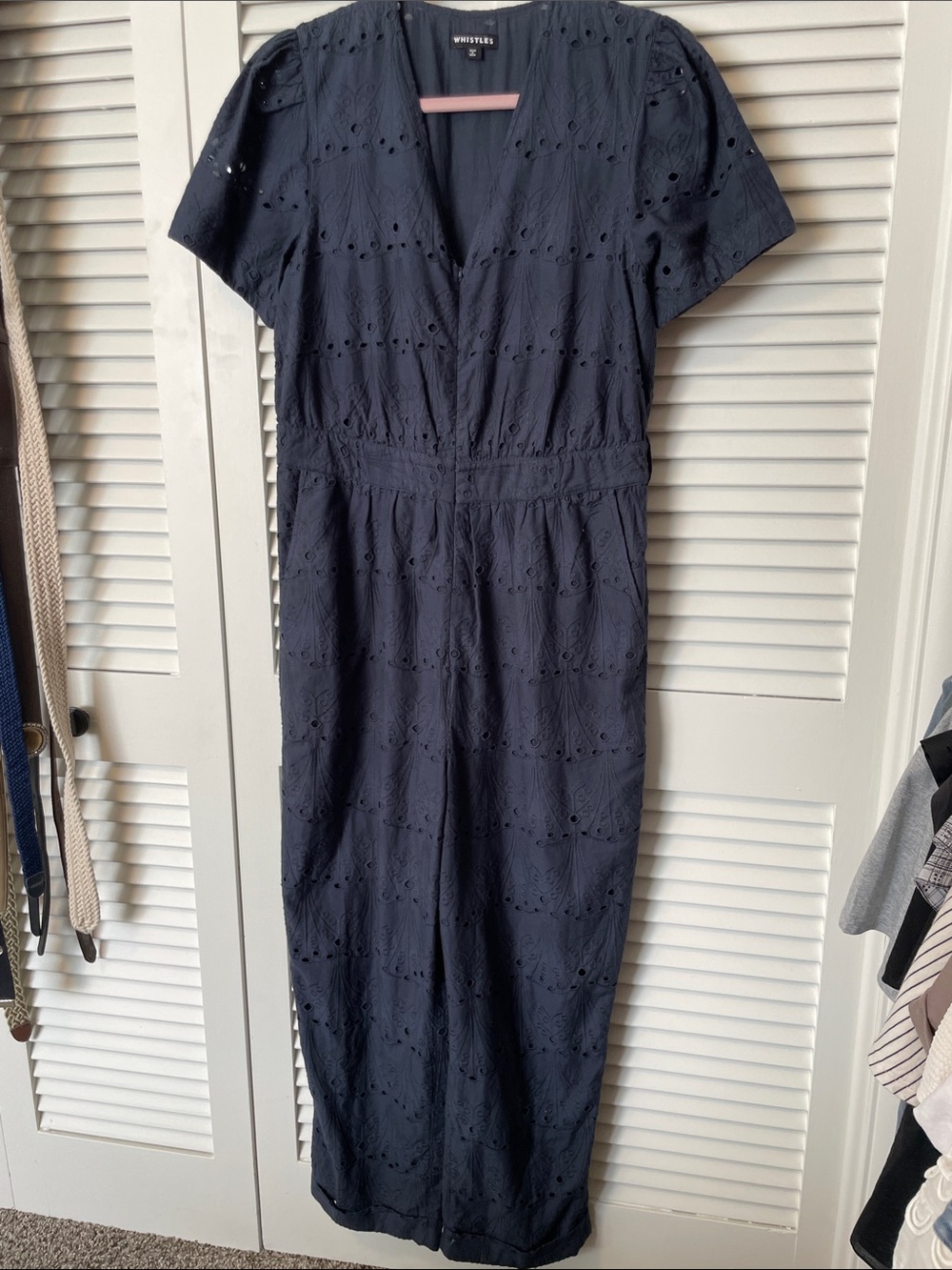 Whistles Navy Eyelet Jumpsuit